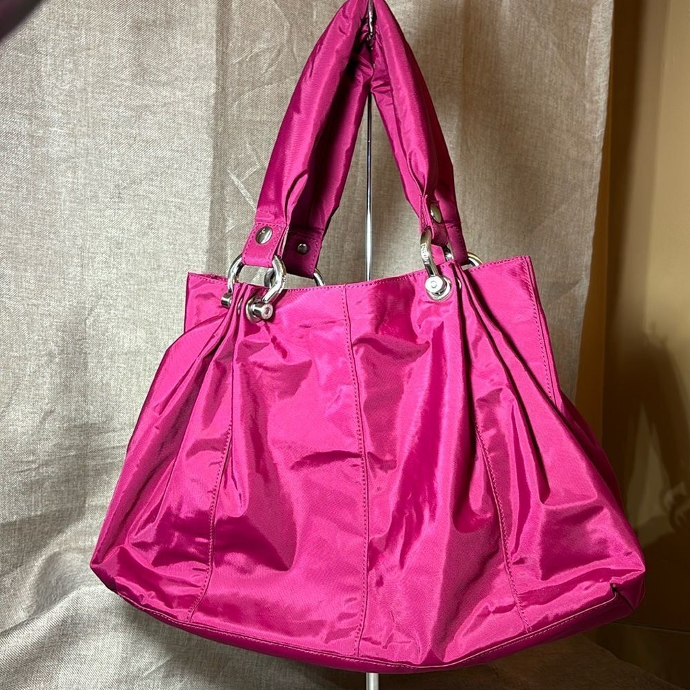 GAP Nylon Handbag Raspberry Magenta Silver Metal